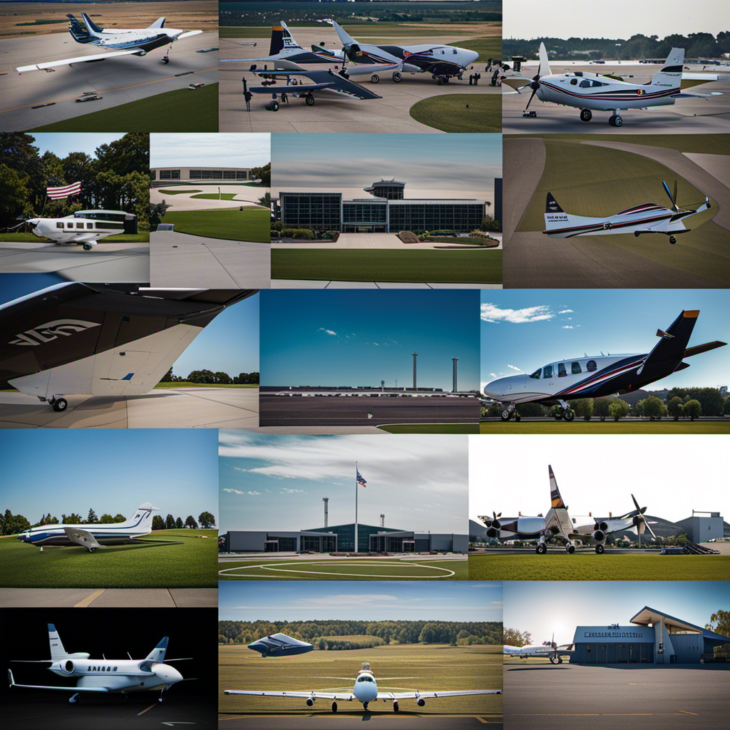 An image showcasing a collage of diverse flight schools across the USA