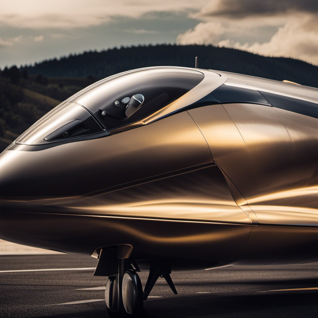 An image showcasing the As 34 Me Glider, capturing its sleek, aerodynamic design, luxurious leather upholstery, and advanced technology features