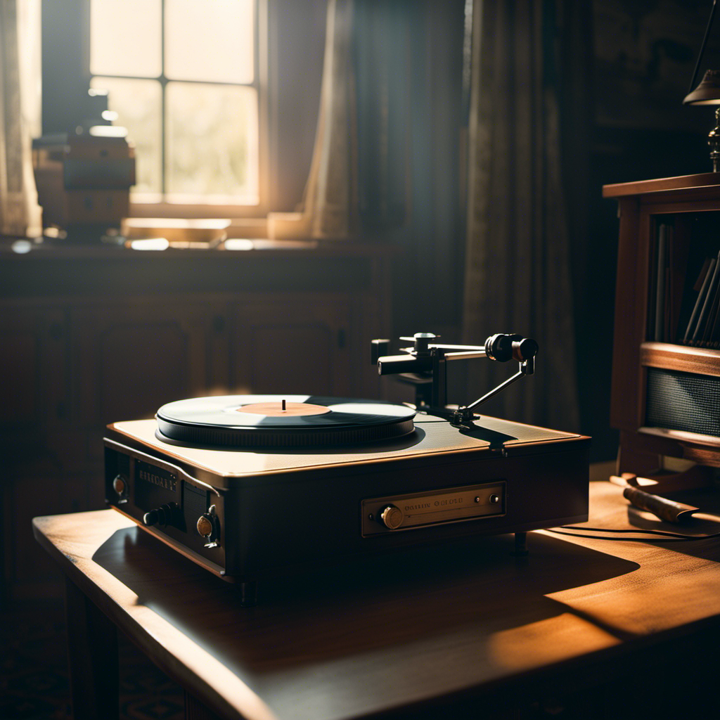 An image featuring a vintage, weathered record player spinning Grandaddy's 'Why Glider Pilot'