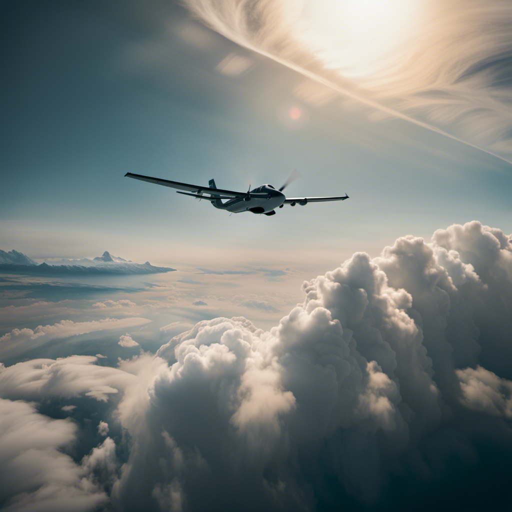 An image capturing the mental well-being of pilots: A composite of a serene sky, reflecting a pilot's calm mind, while subtle clouds symbolize hidden emotional turbulence, juxtaposing the external composure and internal struggles