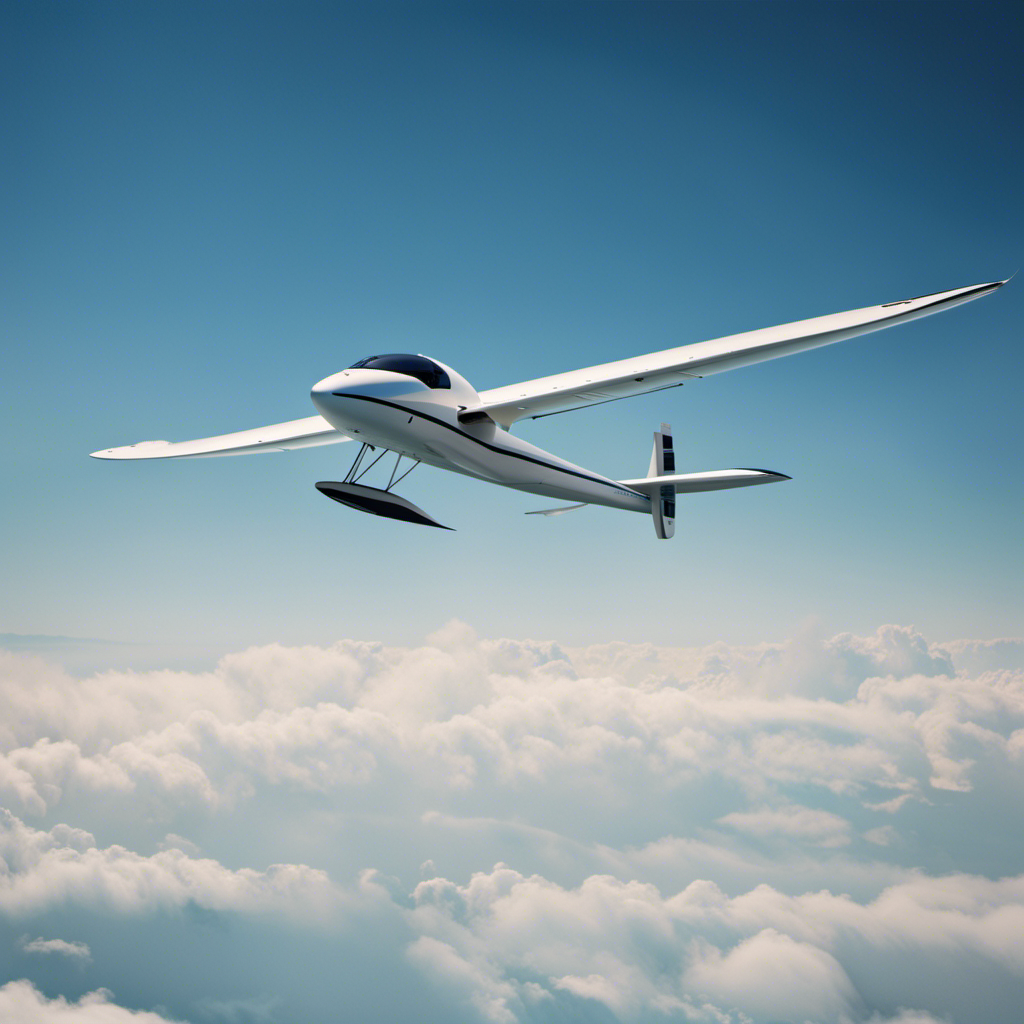 Capture an image of a serene glider soaring through the limitless blue sky, showcasing the pilot's skilled hand maneuvering the controls with precision, evoking the sense of freedom and weightlessness achievable without the need for a pilot's license