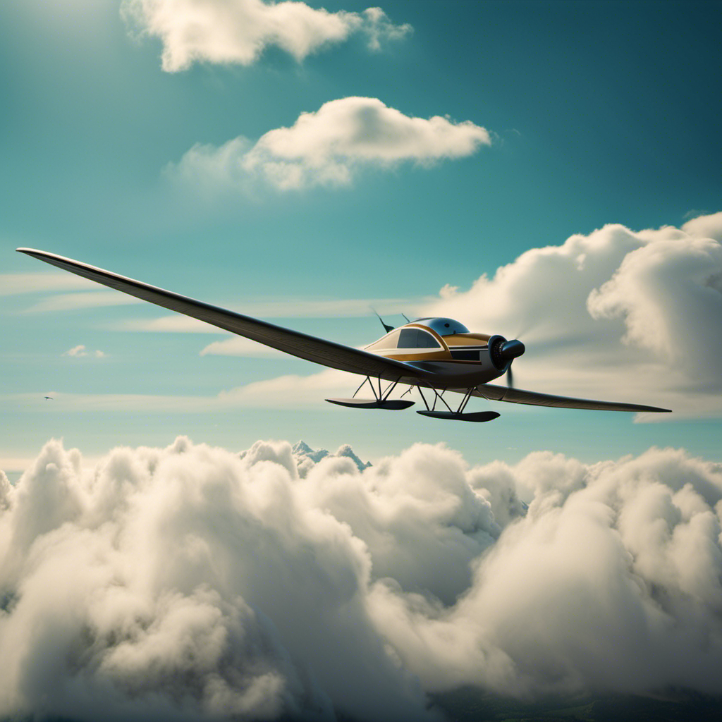 An image showcasing a serene landscape with a glider soaring gracefully through the clear blue sky