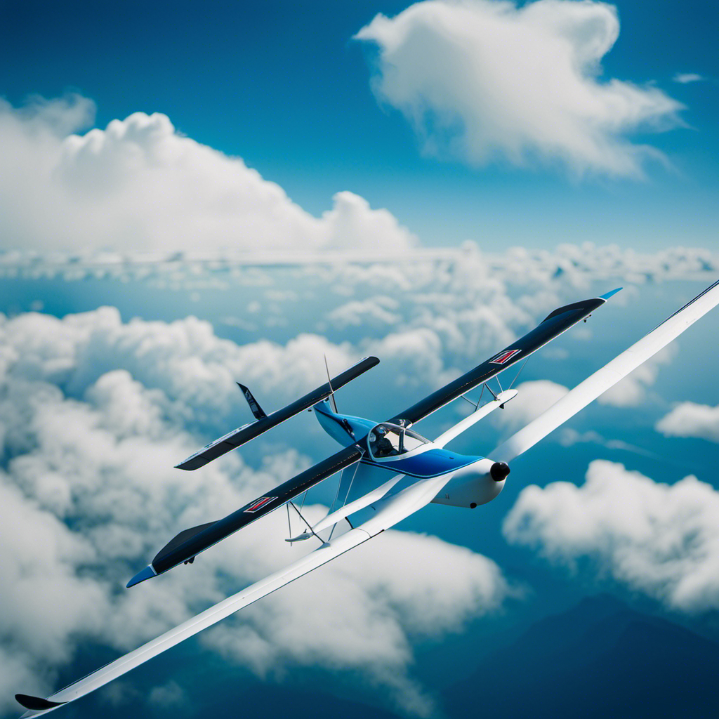 An image showcasing a glider soaring gracefully through the sky, with the pilot skillfully maneuvering the controls