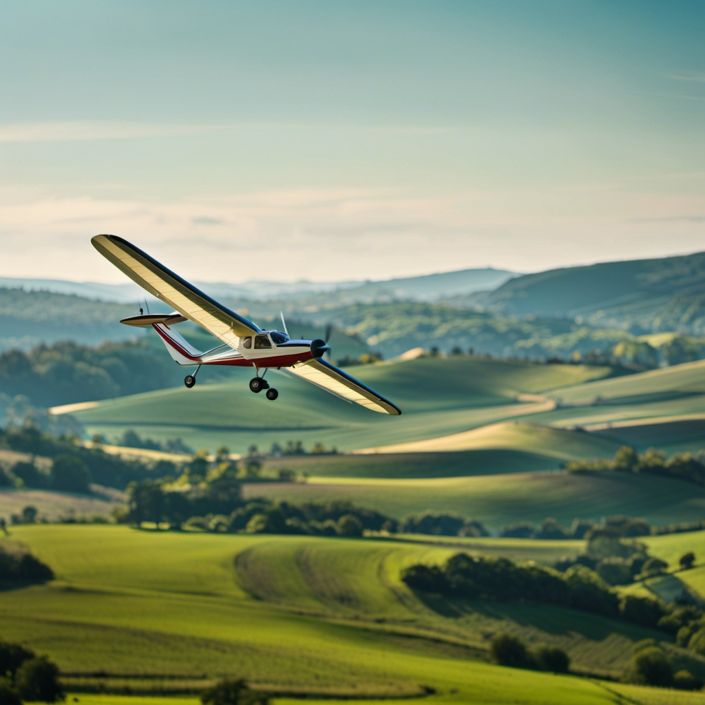 An image showcasing a glider soaring through clear blue skies, with a skilled pilot at the helm, demonstrating the art of controlled flight