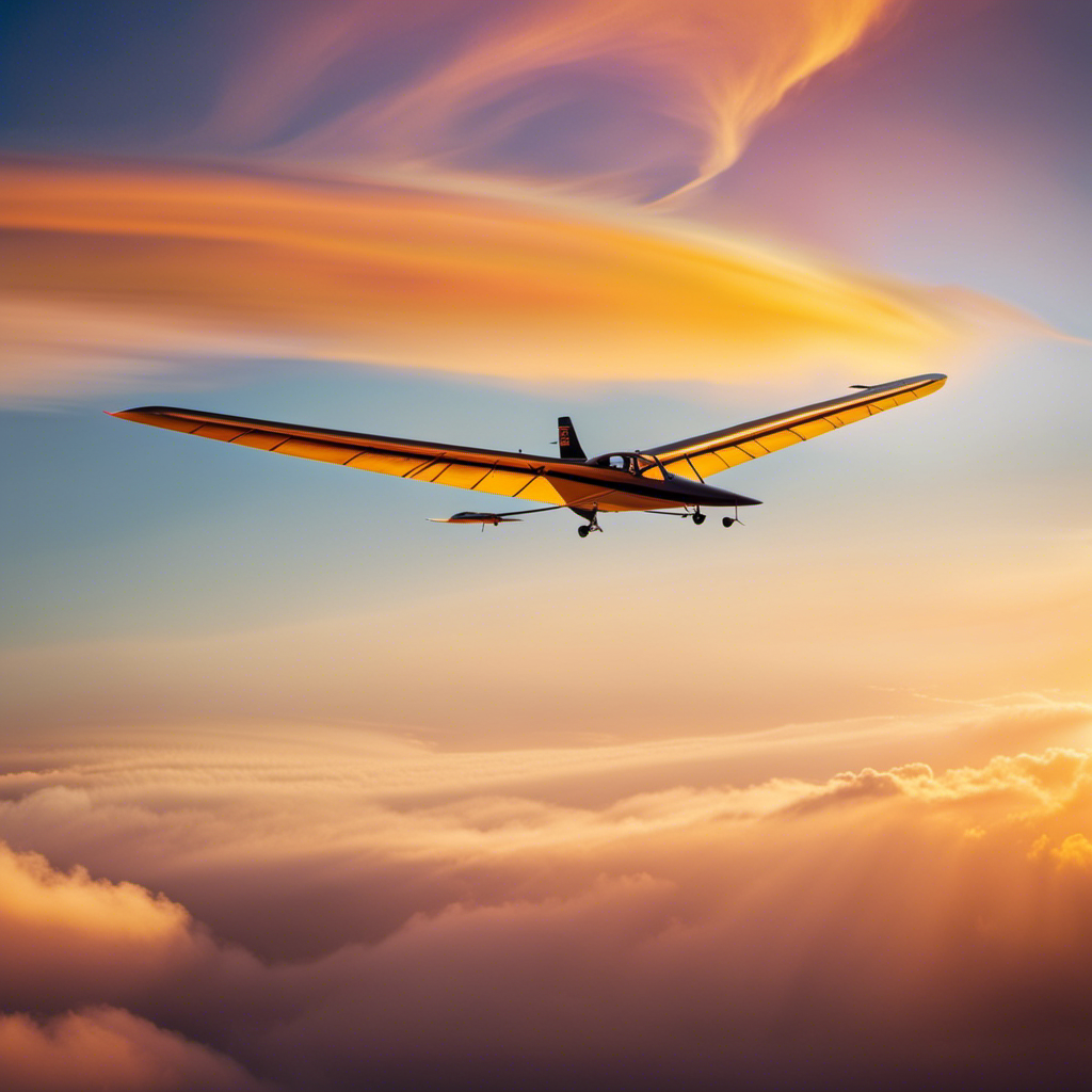 An image showcasing a breathtaking glider soaring through a vibrant sky, with a skilled pilot maneuvering it expertly