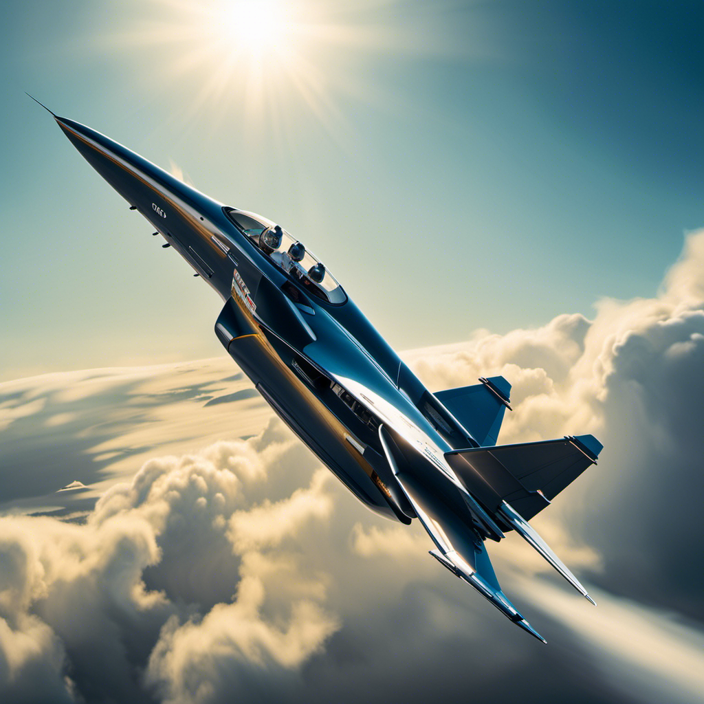 An image showcasing a bold, high-speed jet aircraft soaring through a clear sky, with its sleek metallic frame glistening under the radiant sunlight, capturing the exhilarating essence of learning to fly in the Fast And Furious style