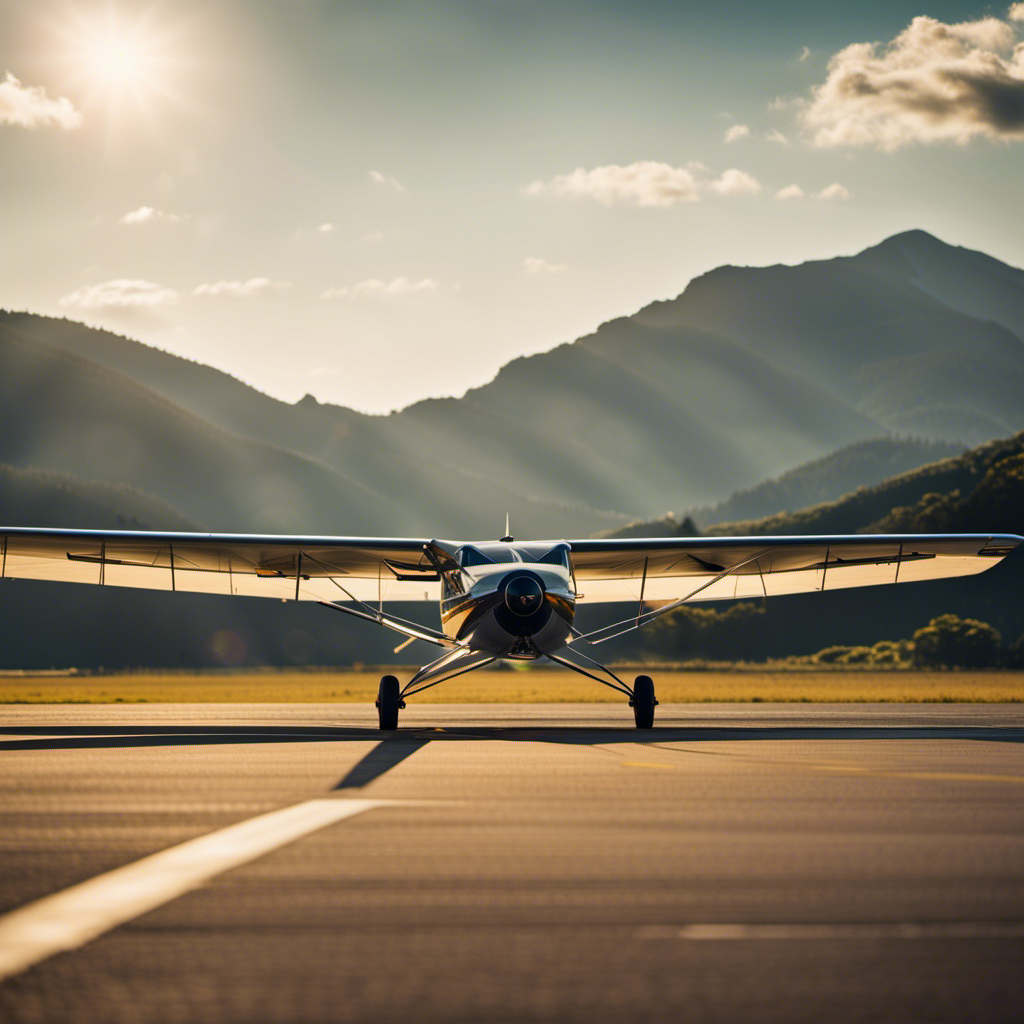 An image showcasing a sun-kissed airfield surrounded by picturesque mountains, with a glider being meticulously inspected by a team of dedicated instructors, eager students observing in anticipation
