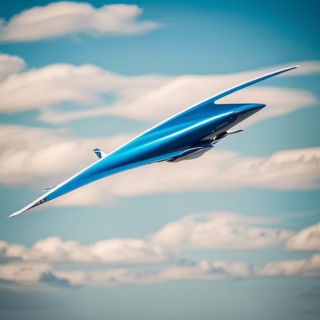 A captivating image showcasing a sleek, aerodynamic glider soaring effortlessly through the vibrant blue sky, with sunlight glinting off its polished surface, evoking a sense of speed, freedom, and unmatched performance