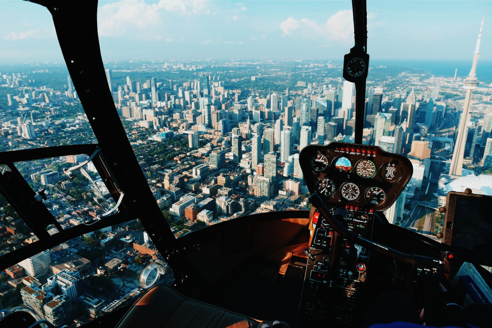 pilot taking photo of city