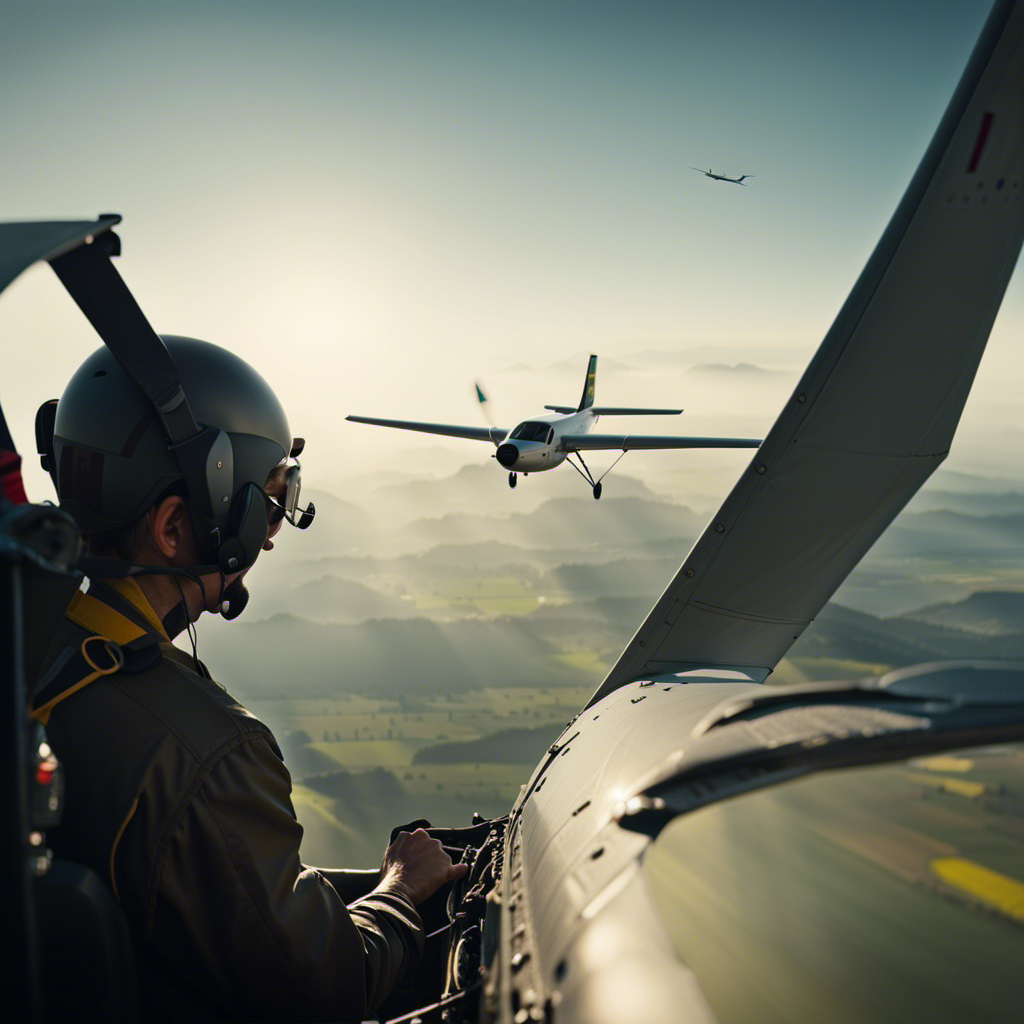 An image depicting a pilot in a powered aircraft connected to a glider by a tow cable, showcasing the intricate process of takeoff