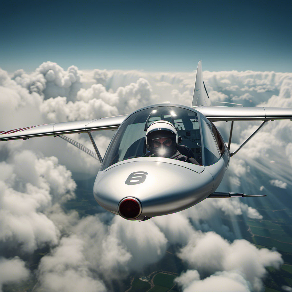 An image showcasing a serene glider cockpit in mid-flight, revealing a discreetly positioned, inconspicuous relief tube