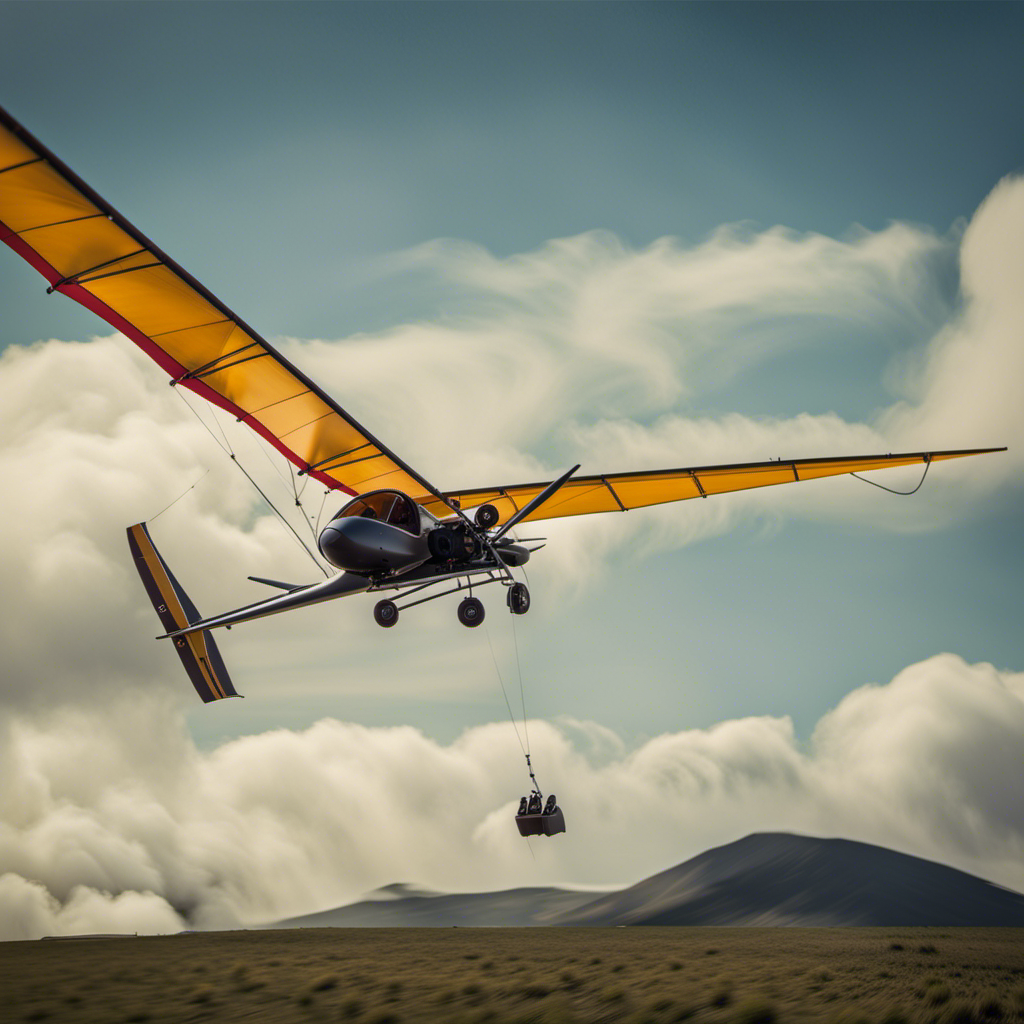An image capturing the exhilarating moment of launching a winch glider: a sturdy glider soaring into the sky, held by a robust winch system, with the glider's wings fully extended and the pilot inside, ready for an adventure
