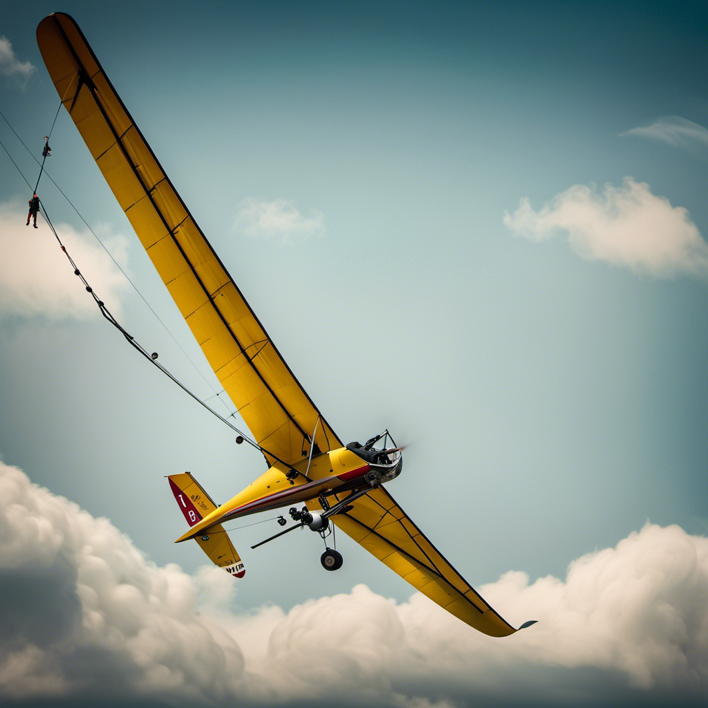 An image showcasing a glider being towed into the sky by a powerful winch