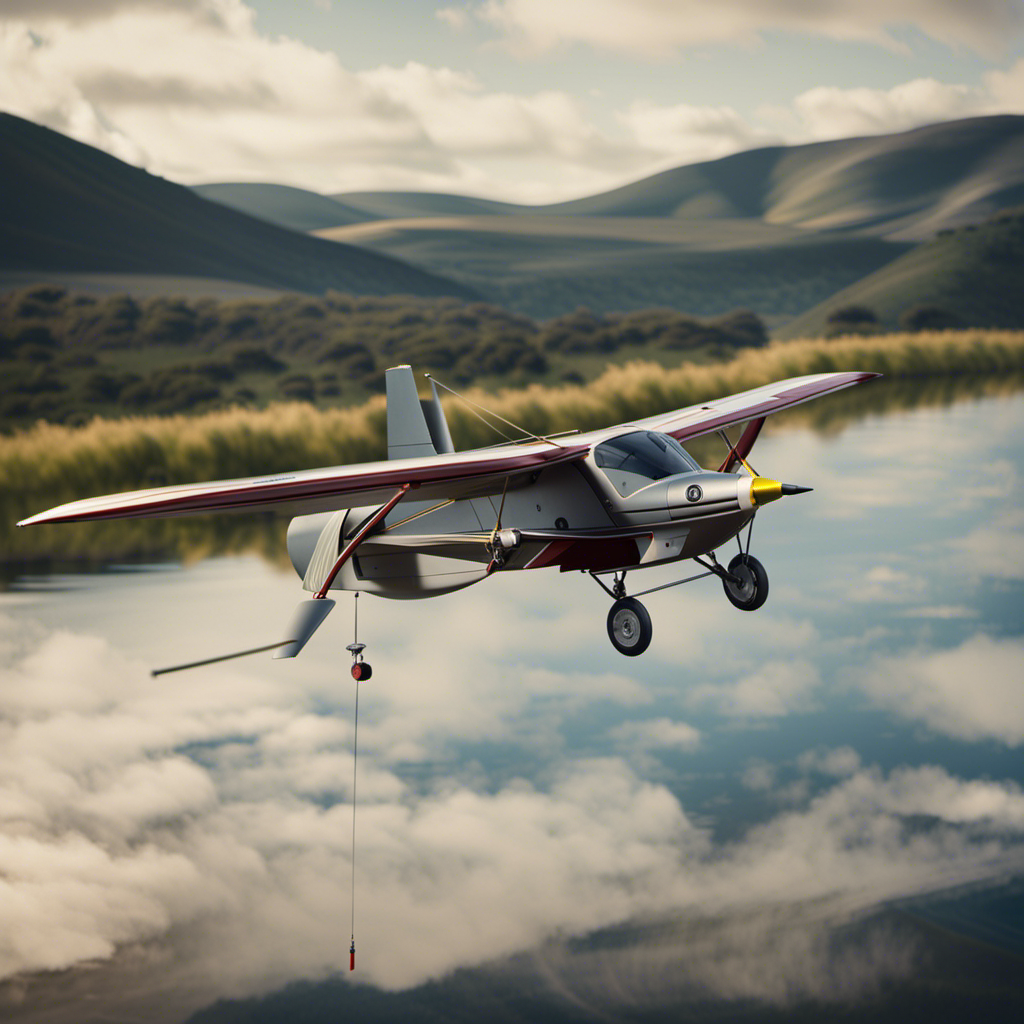 Create an image showcasing the intricate process of launching a glider using a winch