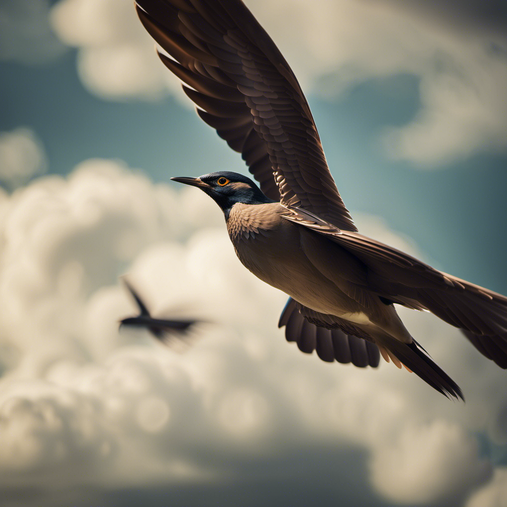 An image featuring a bird gracefully soaring through the sky, its outstretched wings gliding effortlessly on air currents, juxtaposed with a plane with propellers, showcasing the contrasting mechanics of gliding and flying