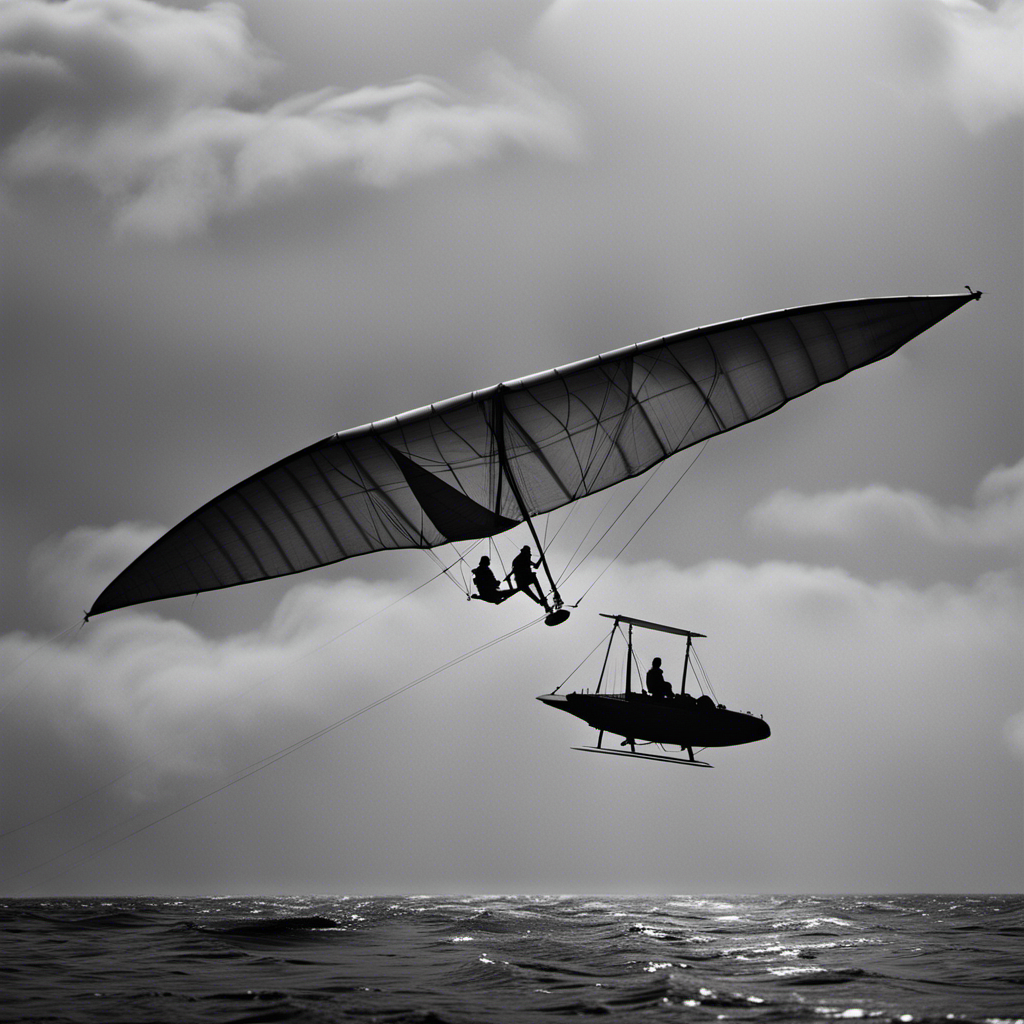 An image that showcases a hand glider with a large sail area effortlessly carrying a heavyweight pilot, while a hand glider with a smaller sail area struggles to lift a lighter pilot