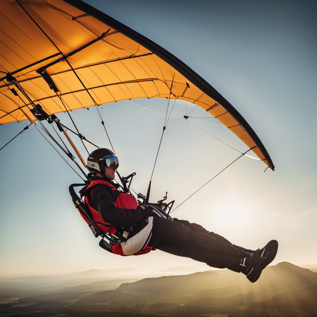 An image showcasing the growth of a hang glider pilot: a novice observing experienced pilots soaring through the sky, determinedly practicing takeoffs and landings, undergoing training, and gradually gaining confidence in flight