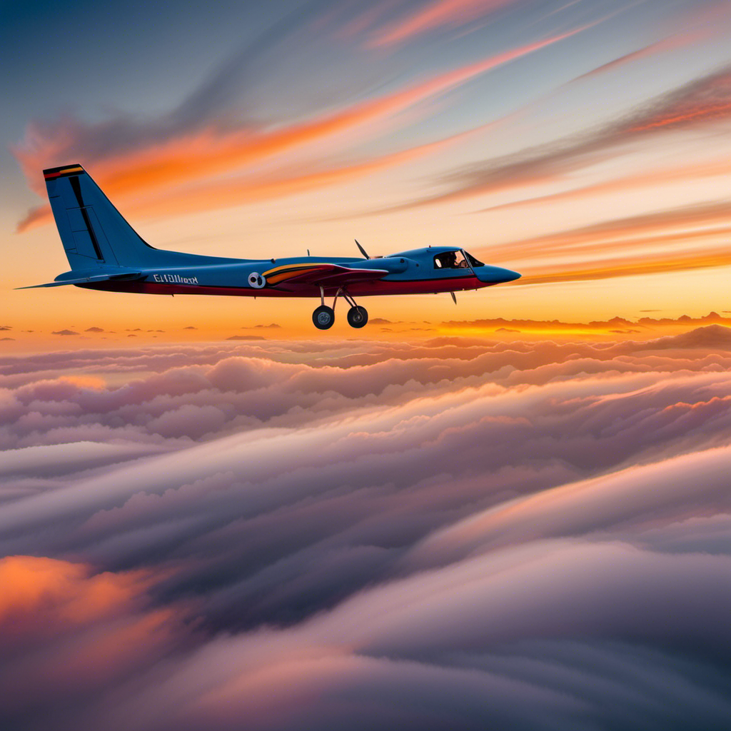An image showcasing a serene sky at sunrise, with a glider soaring gracefully amidst vibrant hues