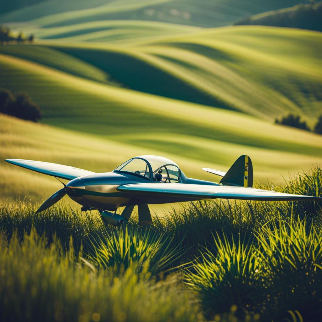 An enticing image showcasing a diverse collection of gliders, ranging from sleek, modern designs to elegant vintage styles, displayed against a backdrop of verdant rolling hills and a clear blue sky