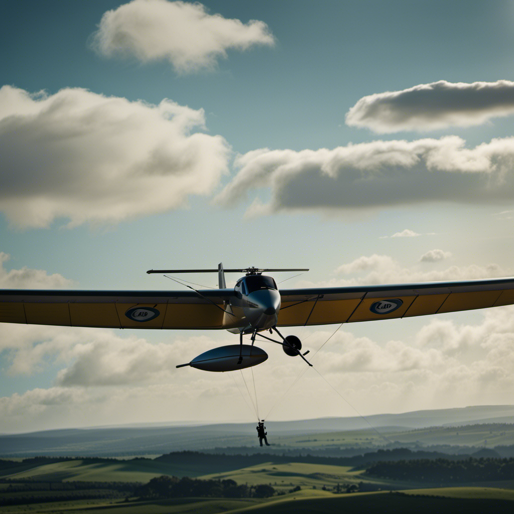 An image capturing the precise moment of a glider being towed off the ground by a winch, displaying the initial altitude gained