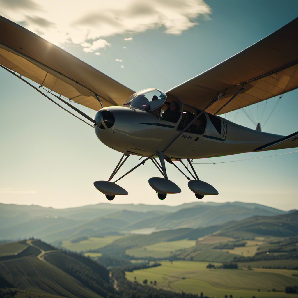 An image showcasing a private pilot soaring through the skies in a glider, effortlessly maneuvering through thermals with a graceful glider, symbolizing the process of adding a glider rating to one's private pilot license