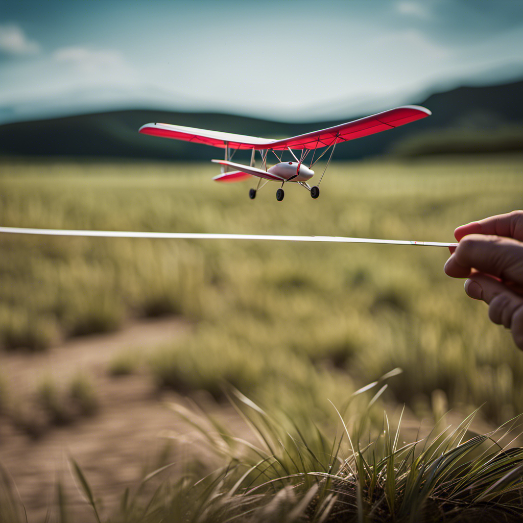 An image capturing the thrilling process of launching a model glider into the sky