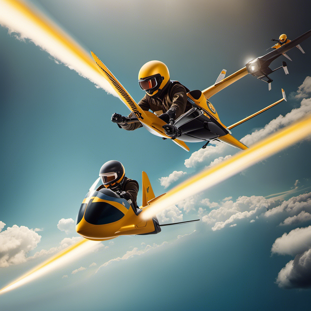 An image showcasing the step-by-step process of launching a moto glider: a pilot wearing a helmet, strapping into the cockpit, running alongside the glider, pulling on the control stick, and finally, soaring into the sky with the glider gracefully lifting off