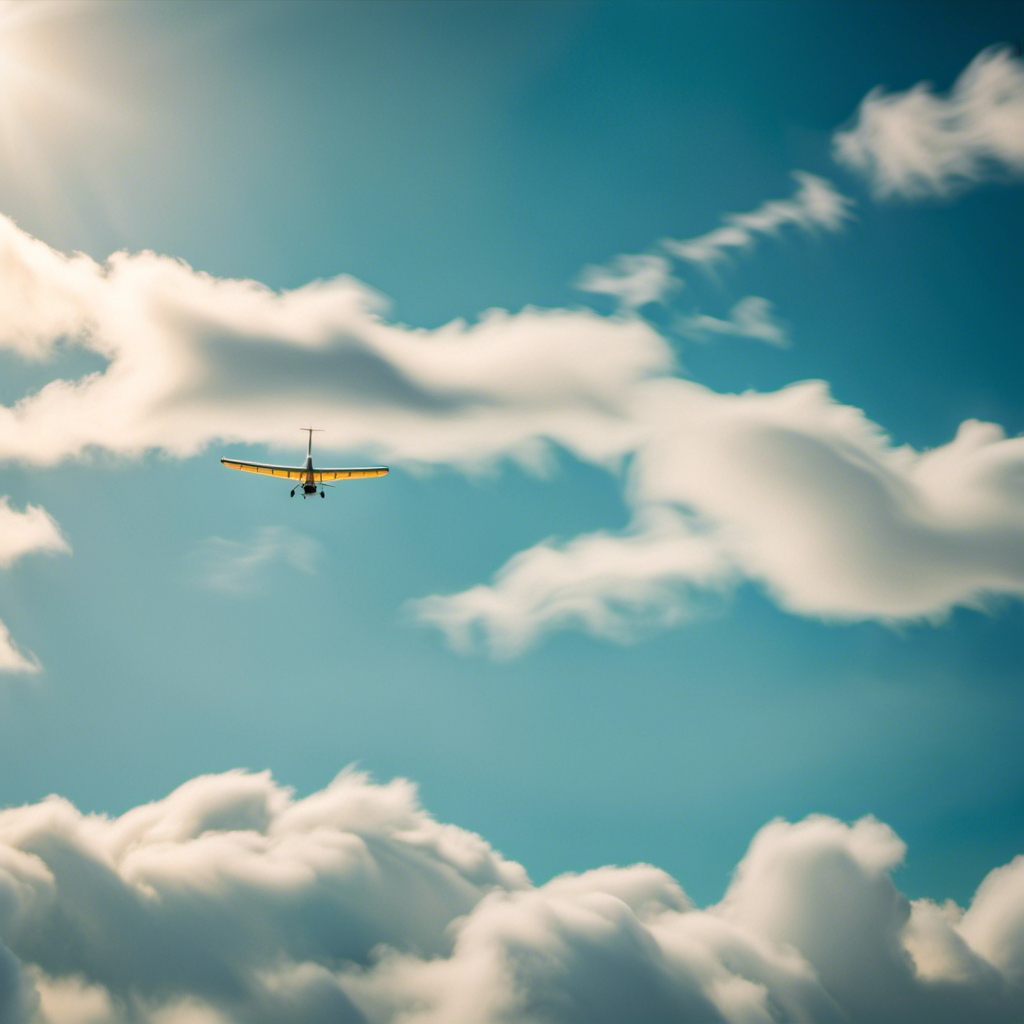 An image showcasing a serene landscape with a glider soaring gracefully through clear blue skies, capturing the moment of weightless freedom and the art of piloting a glider to inspire readers on how to use gliders