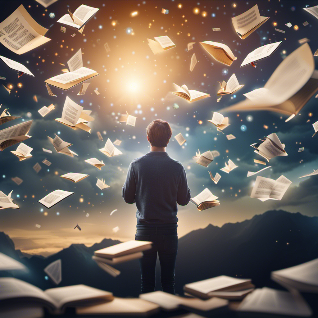 An image of a person soaring through the sky on a virtual cloud, surrounded by an assortment of online course icons like books, videos, and quizzes, representing the limitless possibilities of learning online