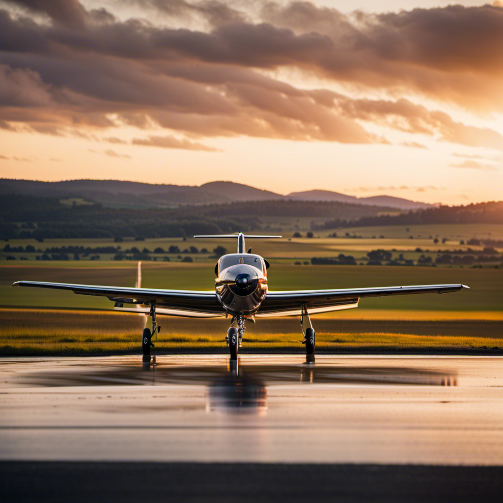 An image showcasing a scenic airfield at sunset, with a picturesque backdrop of rolling hills, inviting aviators of all ages to embark on their flight training journey amidst the serene beauty of the local landscape