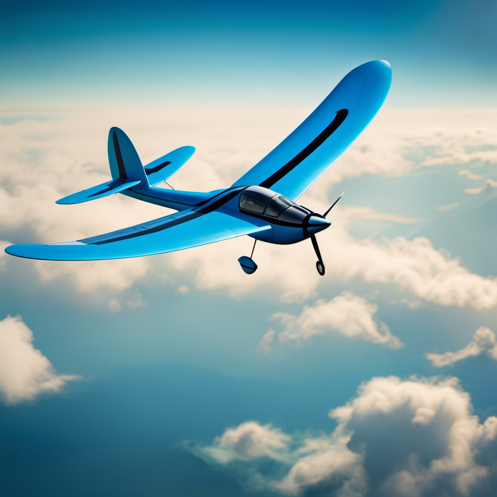 An image showcasing a sleek, aerodynamic Mosquito Glider soaring through a vibrant blue sky