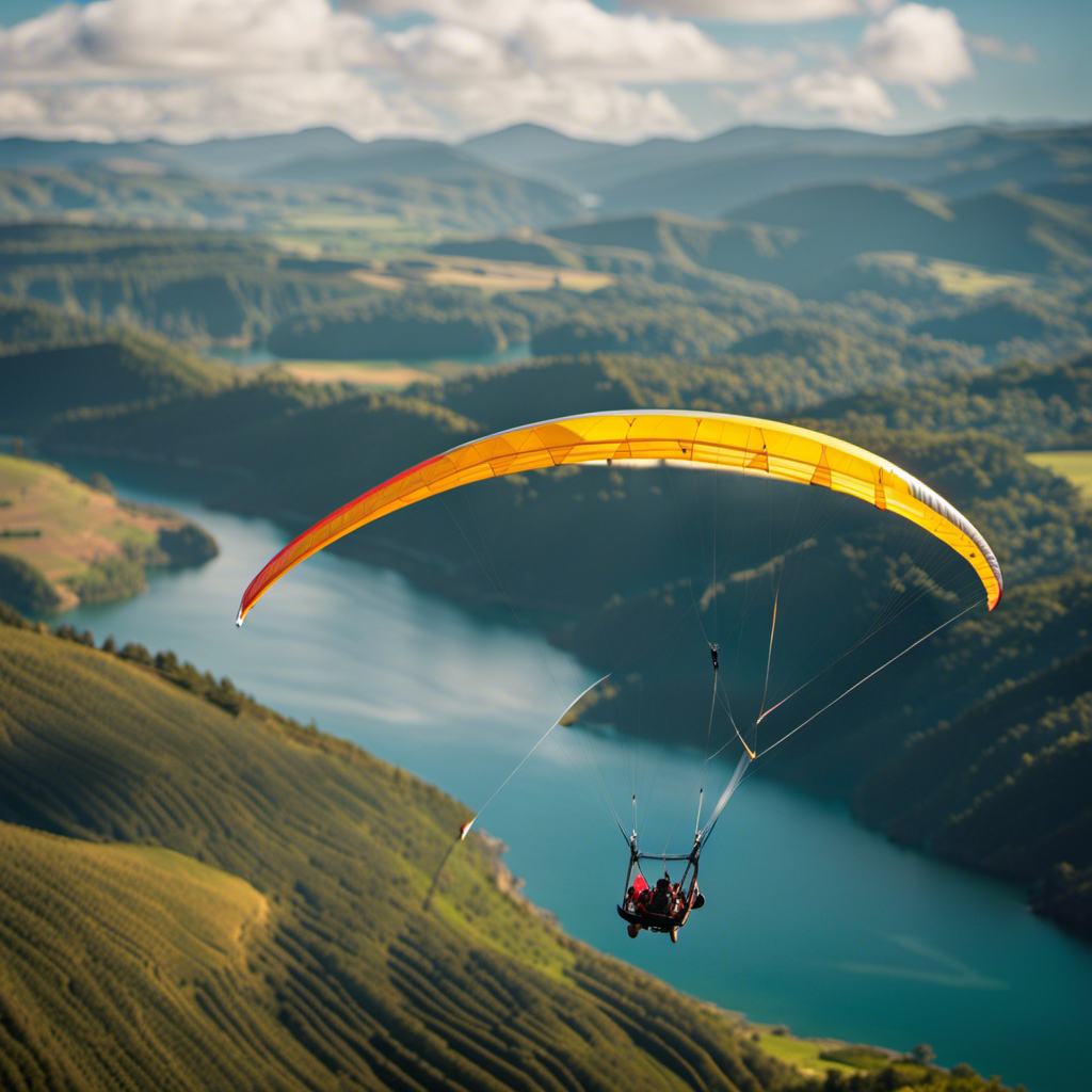An image of a mesmerizing aerial view from a hang glider, showcasing the picturesque Paradise Air Hang Gliding experience