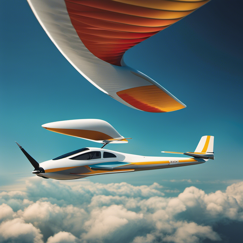 An image showcasing a sleek and modern propeller glider soaring gracefully through a vibrant blue sky, with its aerodynamic wings and propeller in full view, captivating readers for our blog post on the Propeller Glider: An In-Depth Review