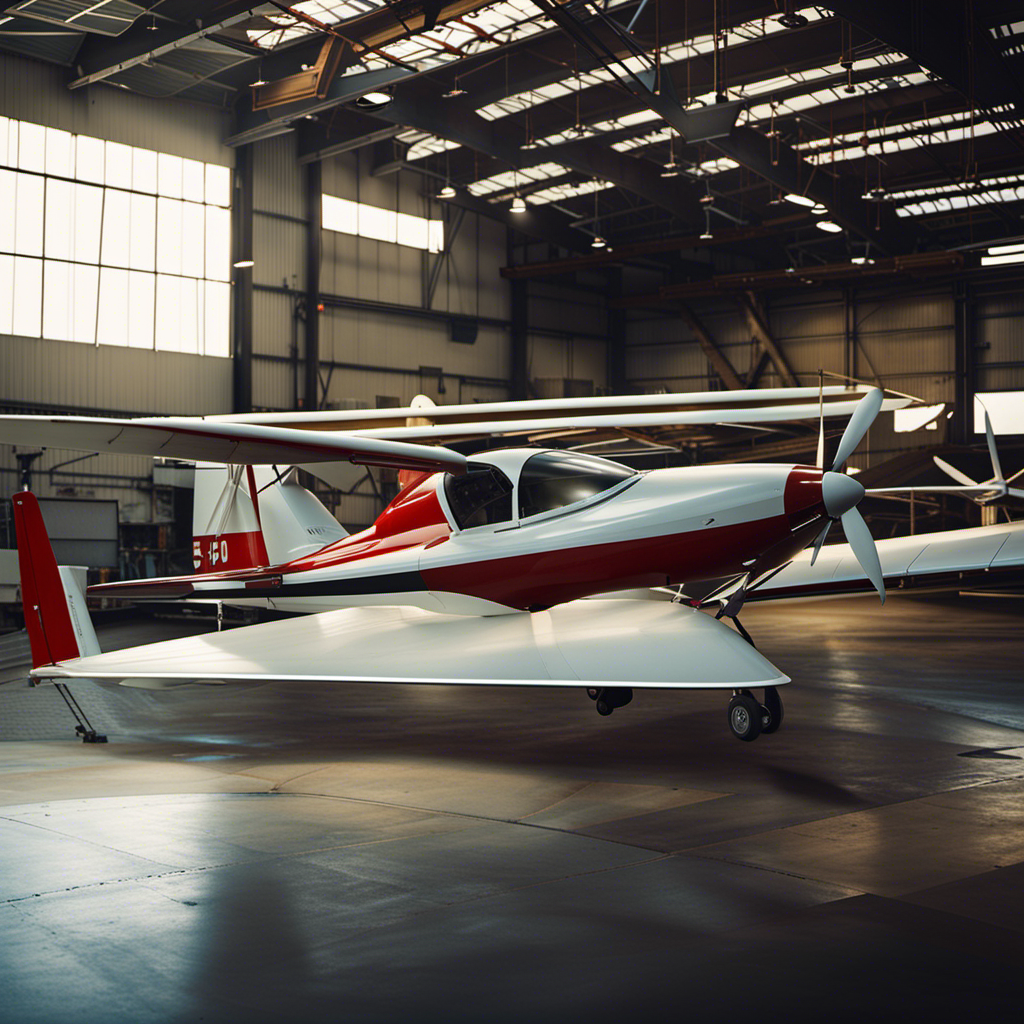 An image showcasing a variety of sailplanes in a hangar, highlighting their sleek designs, intricate wing structures, and sophisticated instruments, emphasizing the diverse price range and features available to potential buyers