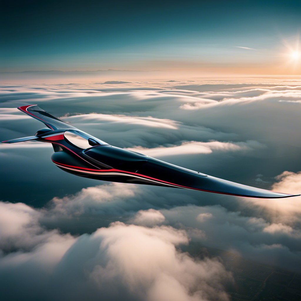 An image showcasing the sleek and aerodynamic design of the Stefan Langer Glider, capturing its polished carbon fiber frame, gracefully curved wings, and vibrant color scheme, evoking a sense of soaring freedom