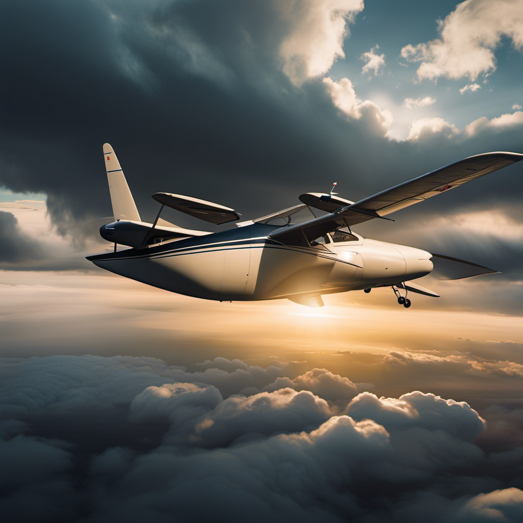 An image showcasing the serene beauty of soaring through cloudy skies in a glider flight simulator