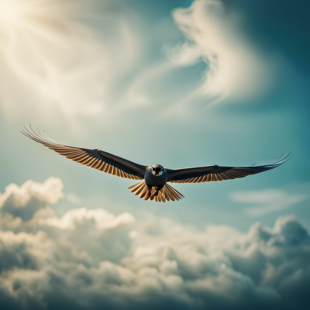 An image showcasing the mesmerizing art of gliding flight, capturing the graceful form of a majestic bird soaring effortlessly through the endless azure sky, its outstretched wings elegantly slicing through the air