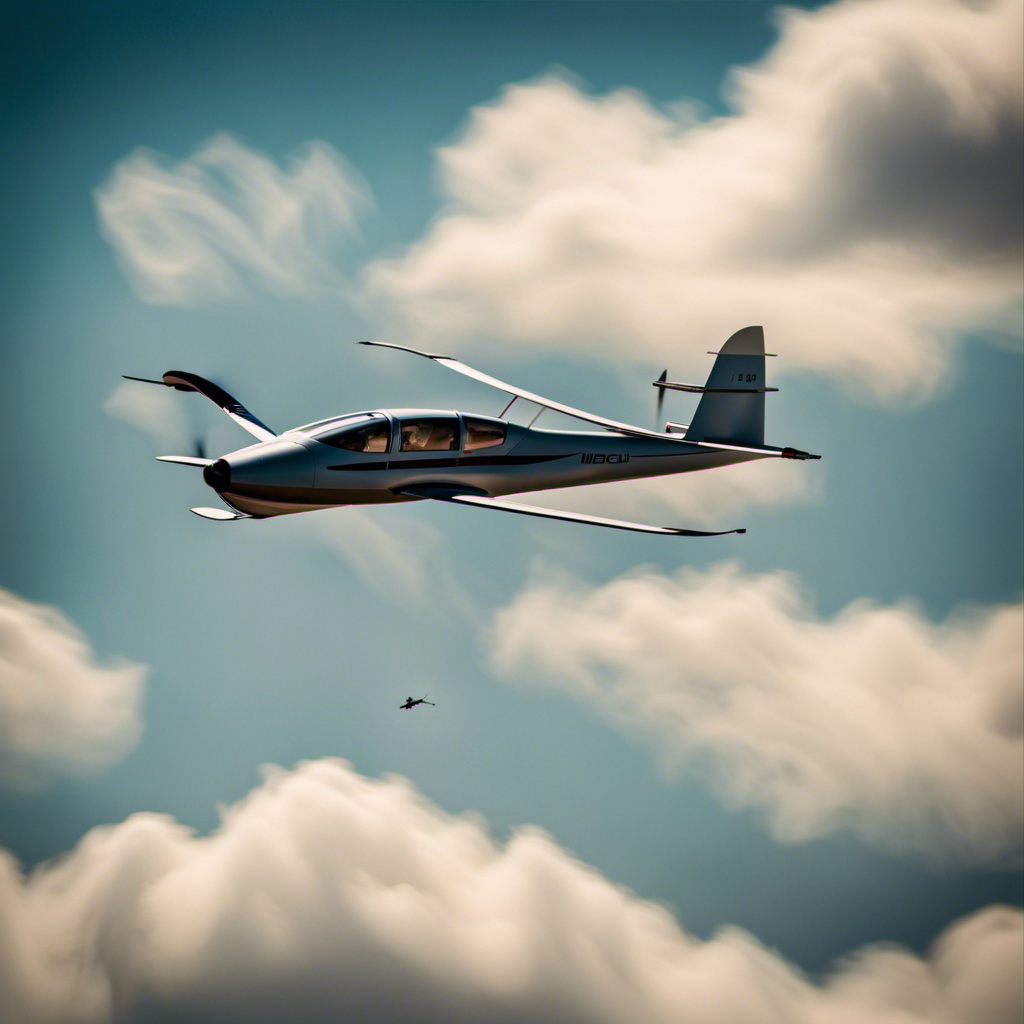 An image that captures the enthralling sight of a sleek glider soaring through the sky, suspended in mid-air by a sturdy winch cable, with the winch mechanism meticulously uncoiling as it propels the glider skyward