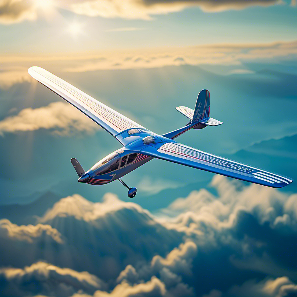 An image showcasing a glider soaring through a vibrant blue sky, with a clear price tag attached to its wing