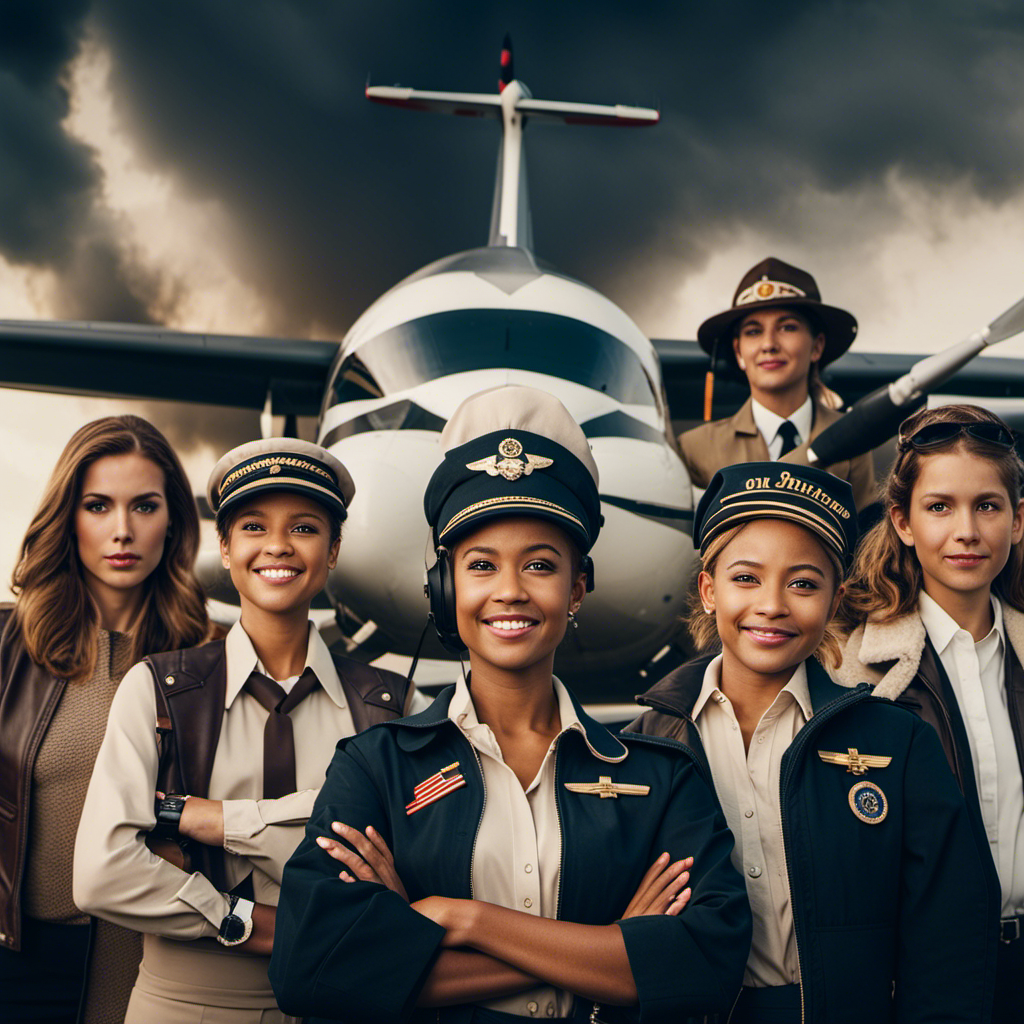 An image showcasing a diverse group of pilots of varying ages, each donning their private pilot license