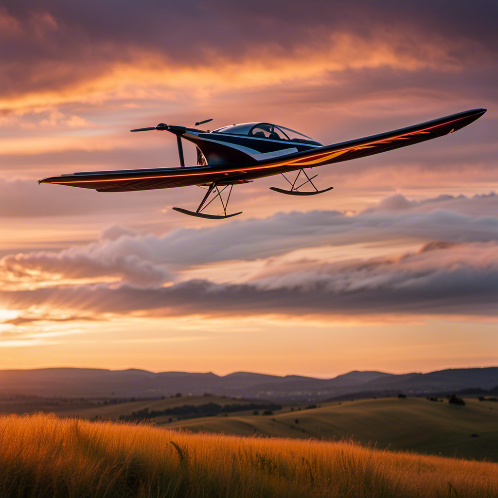 An image showcasing a trike glider soaring gracefully through a picturesque sunset sky