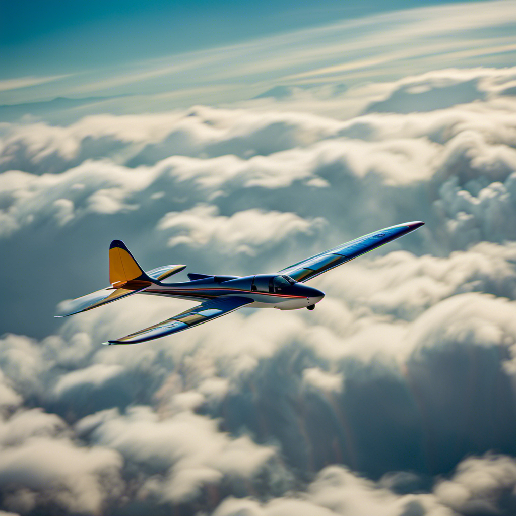 An image showcasing a diverse array of gliders, from sleek sailplanes soaring gracefully through the clouds to high-performance motorized gliders, capturing the essence of each type with vivid colors and intricate details