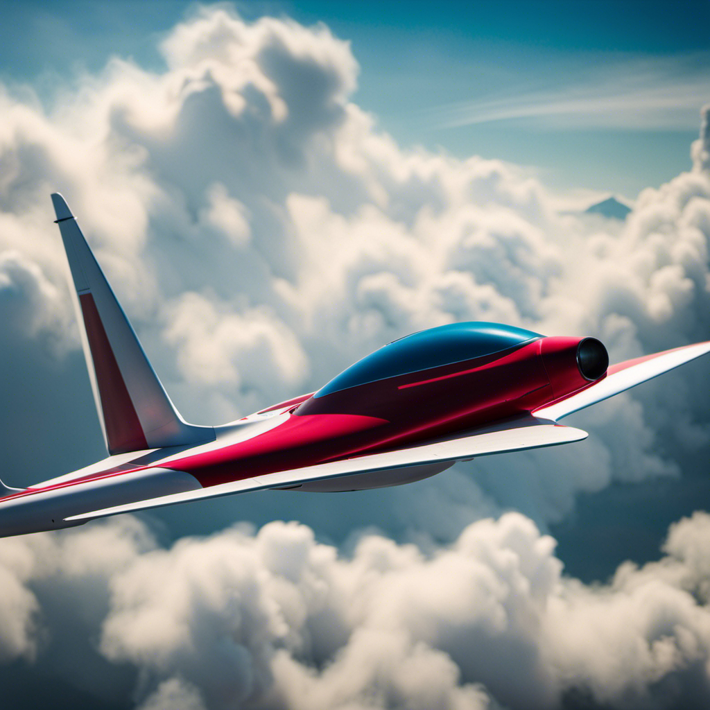 An image that showcases a graceful glider soaring through the sky, dressed in form-fitting, aerodynamic clothing