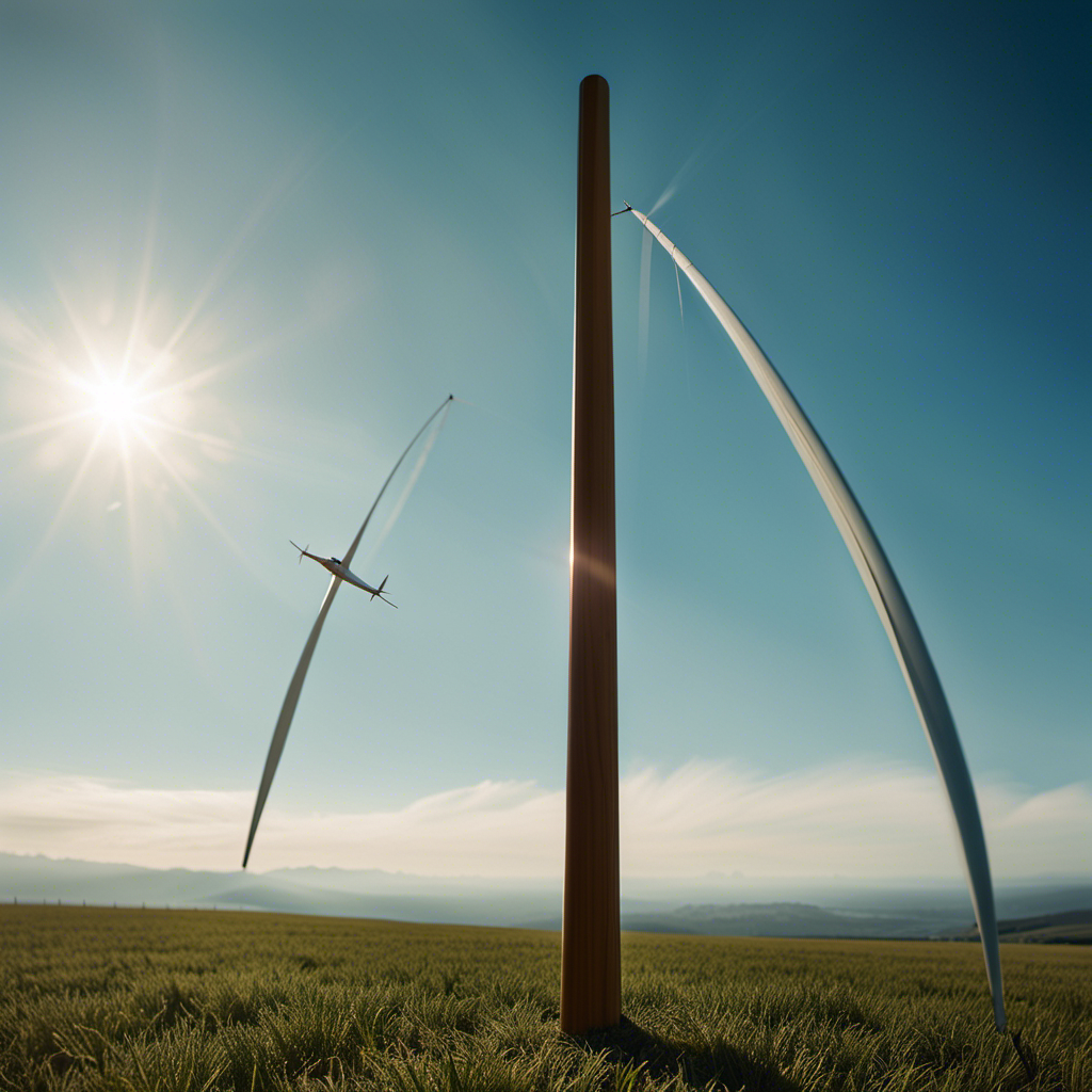 An image capturing the essence of a sailplane high start system, revealing the taut elastic band stretched between two wooden posts, ready to launch a sleek glider into the sky, with a backdrop of clear blue skies