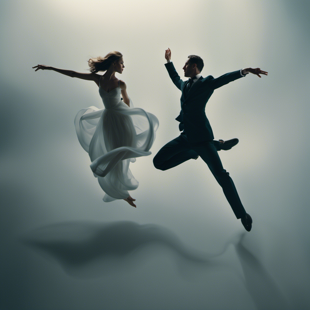 An image showcasing two figures in motion: one gracefully gliding through air with extended limbs and fluid movements, while the other swiftly sliding on a slick surface, crouched with bent knees and a low center of gravity