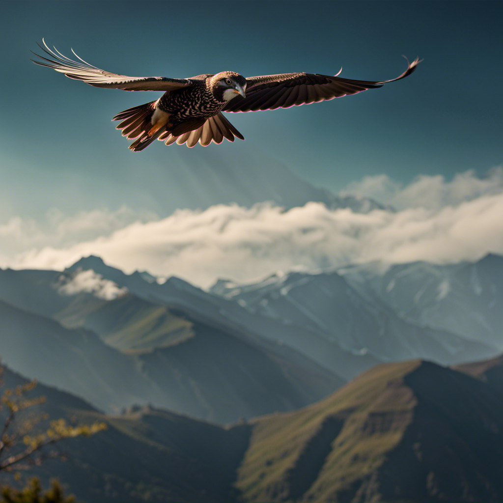 An image that showcases the beauty of soaring flight, capturing the elegant glide of a majestic bird high above the mountains, conveying the main purpose of Quizlet's Soaring Flight