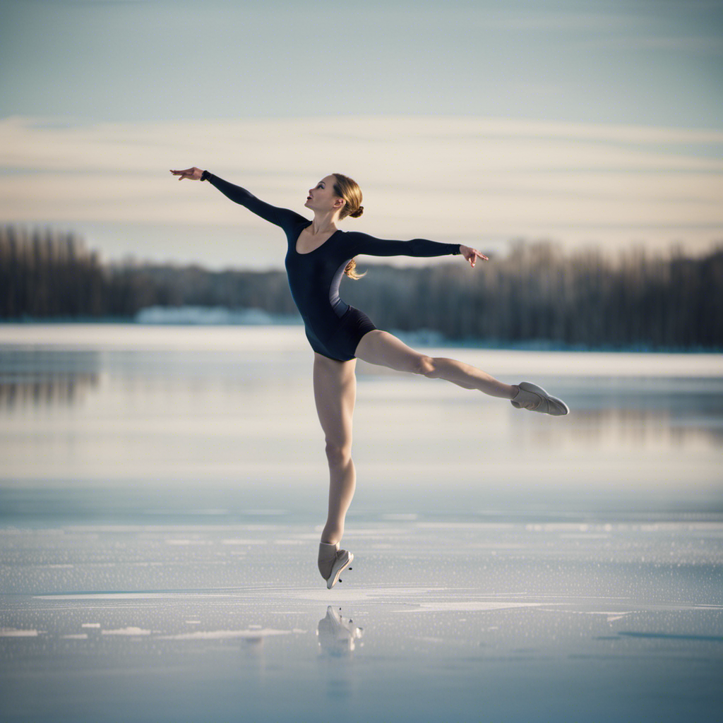 An image of a graceful figure skater effortlessly gliding across a frozen lake, capturing the essence of the past tense of gliding with its fluid movements and serene expression
