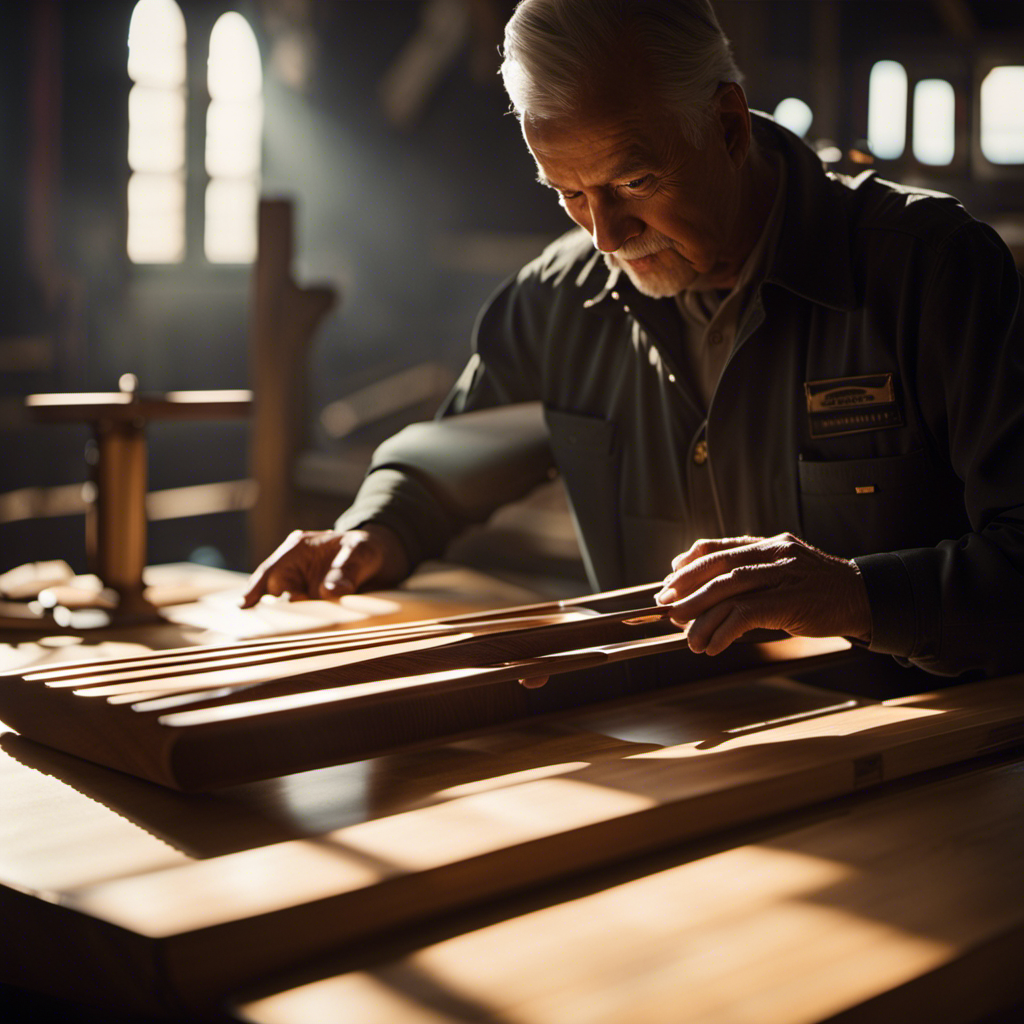 An image capturing the meticulous craftsmanship behind the Eagle Res Sailplane, showcasing a skilled artisan meticulously shaping its sleek wooden frame, while delicate sunlight streams through the workshop windows, illuminating the masterpiece in progress