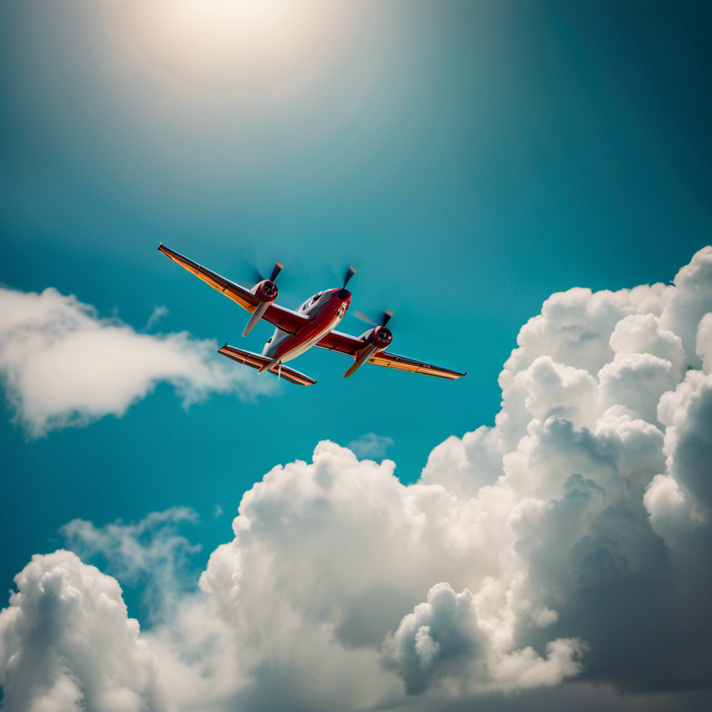 An image showcasing a vibrant blue sky with a small airplane soaring amidst puffy white clouds, encapsulating the essence of the journey and excitement that awaits in the comprehensive guide to learning flying