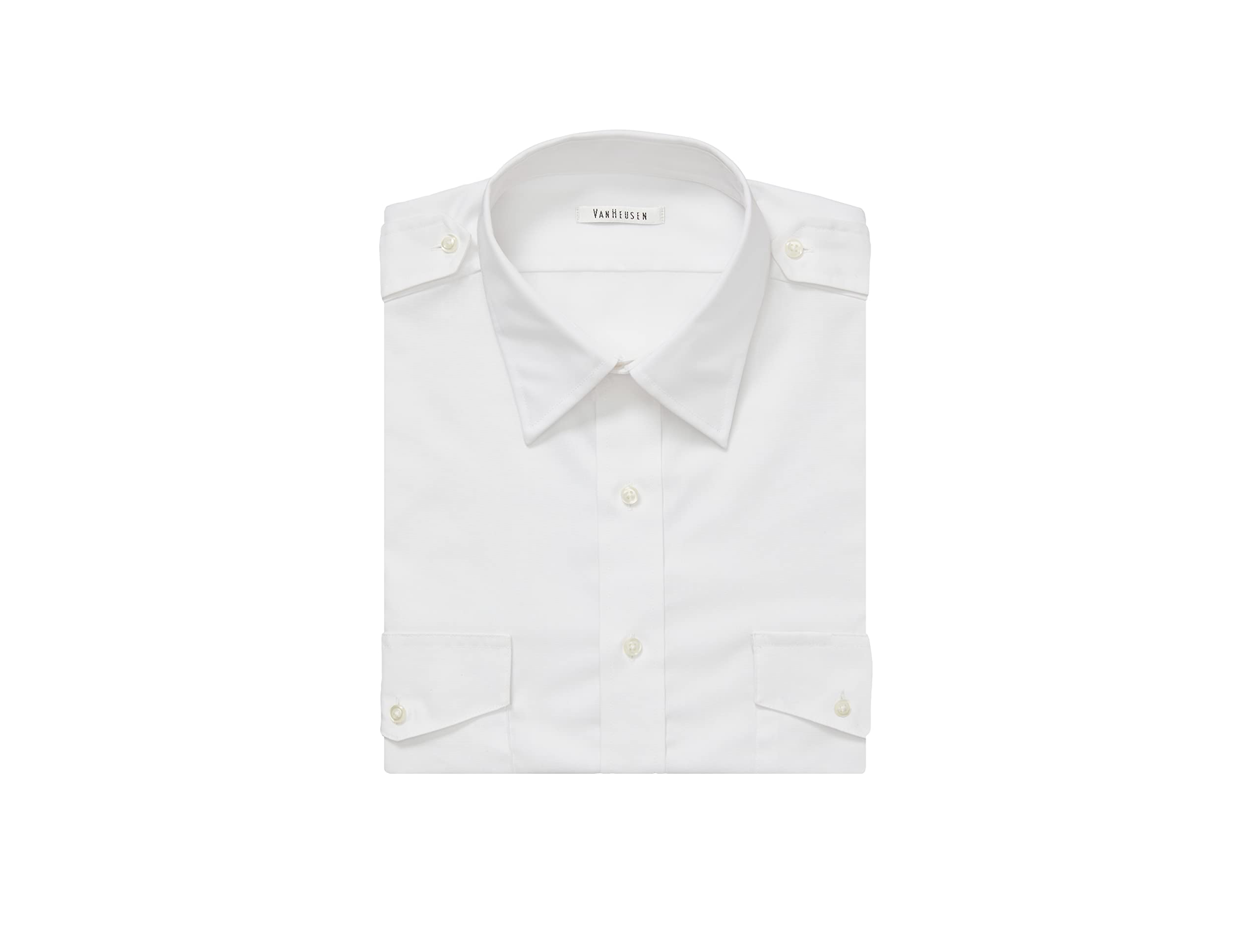 Van Heusen Men's Pilot Dress Shirt Long Sleeve Aviator 16.5" Neck 32"-33" Sleeve White